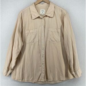 Serra Retreat By Joie Rucker Button Front Shirt Beige Long Sleeves Womens 3X